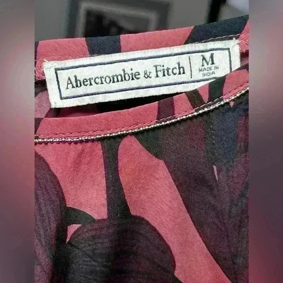 Abercrombie Fitch Long Sleeved Blouse Mauve Black Baby Doll Women Size XS Sweet! - Picture 4 of 8
